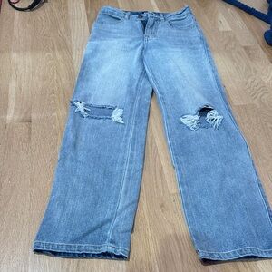 Katie J NYC Light Blue Distressed Straight Leg Jeans